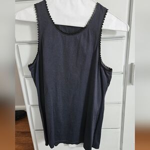 J Crew Tank with Black Scalloped Trim